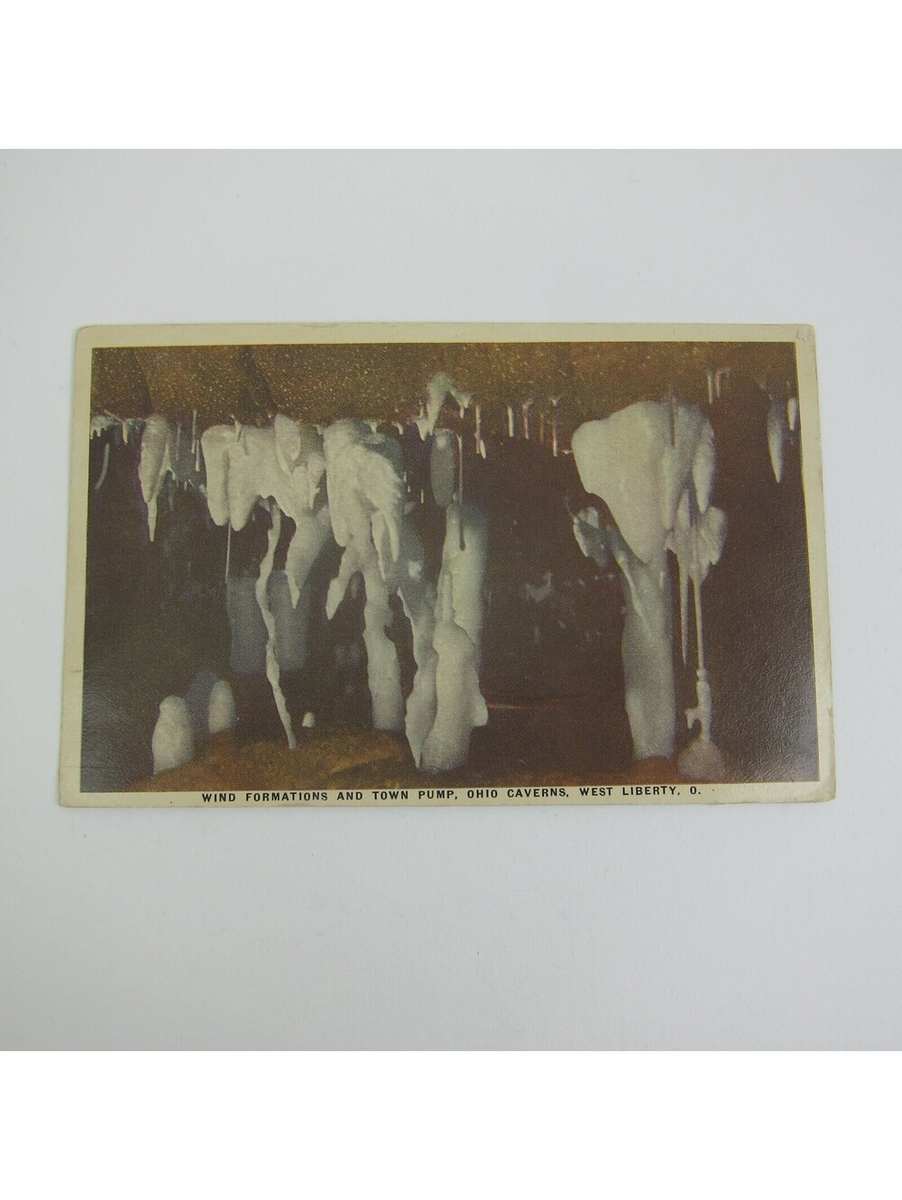 Postcard Ohio Caverns Wind Formations & Town Pump Photo West Liberty Dayton Ohio